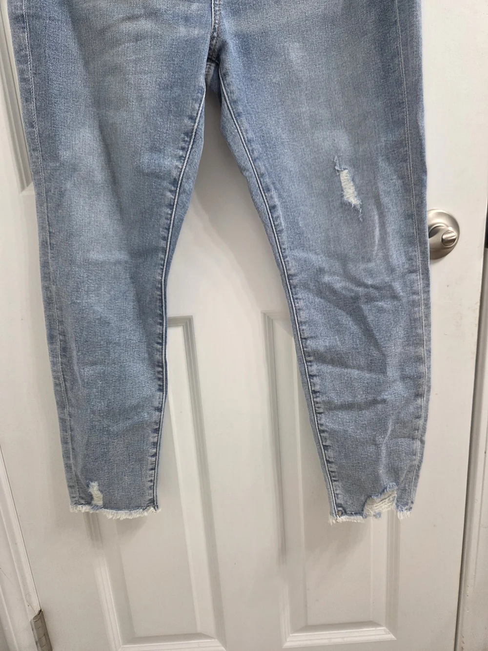 LOFT High Waist Skinny Ankle Light Wash Distressed Jeans